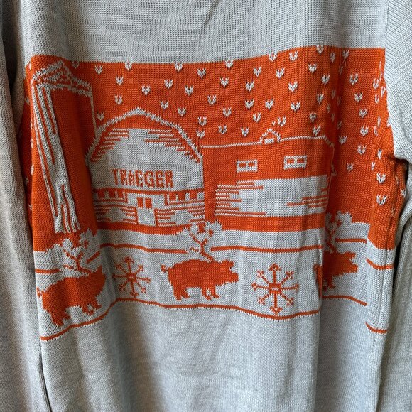 NWT Traeger Gray & Pumpkin Long Sleeve Sweater with Farm Scene - Men's XXL - Picture 6 of 16